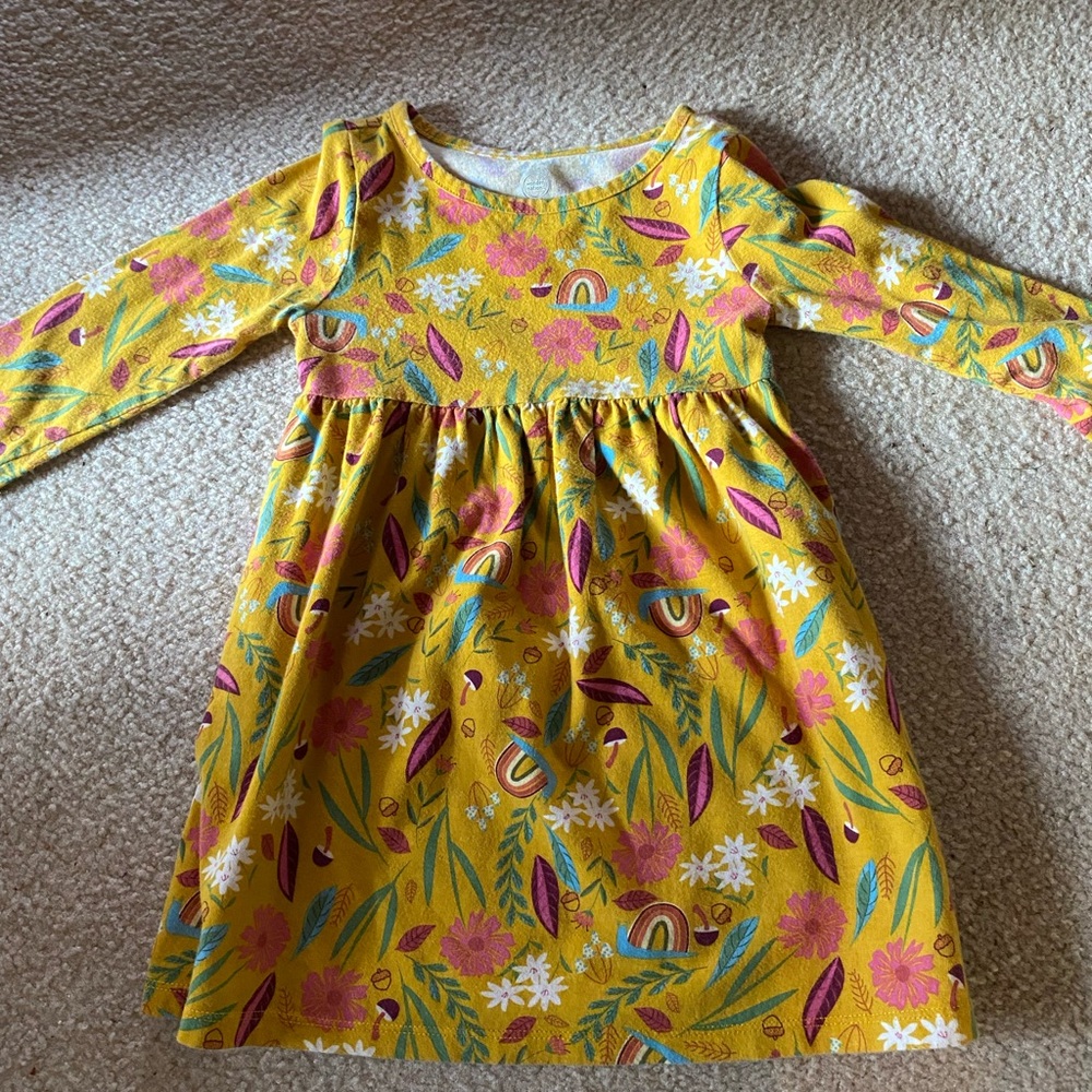 Wonder Nation Pre-Owned Toddler Girl’s Yellow Floral Dress Size 3T